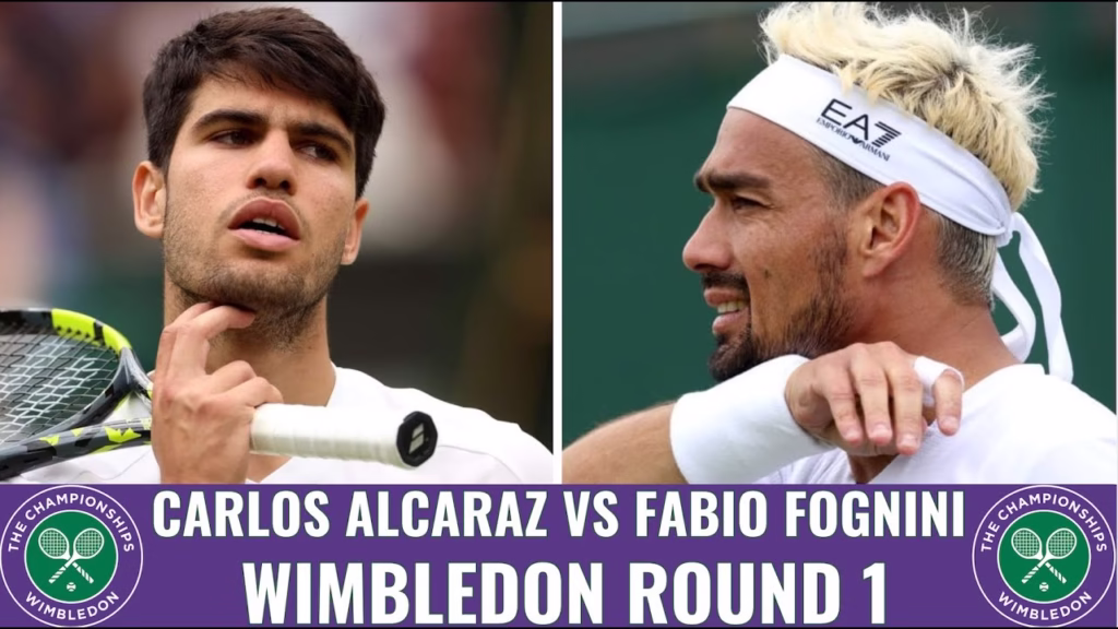 Fabio Fognini Wimbledon Carlos Alcaraz match DRONE