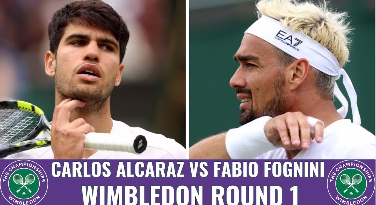 Fabio Fognini Wimbledon Carlos Alcaraz match DRONE