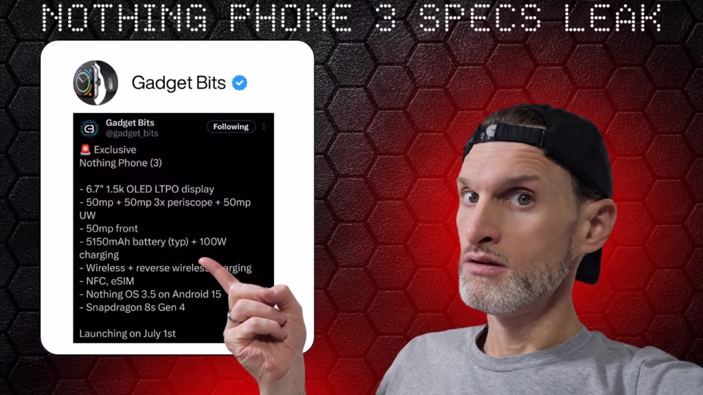 nothing phone 3 leaked specs camera battery charging DRONE