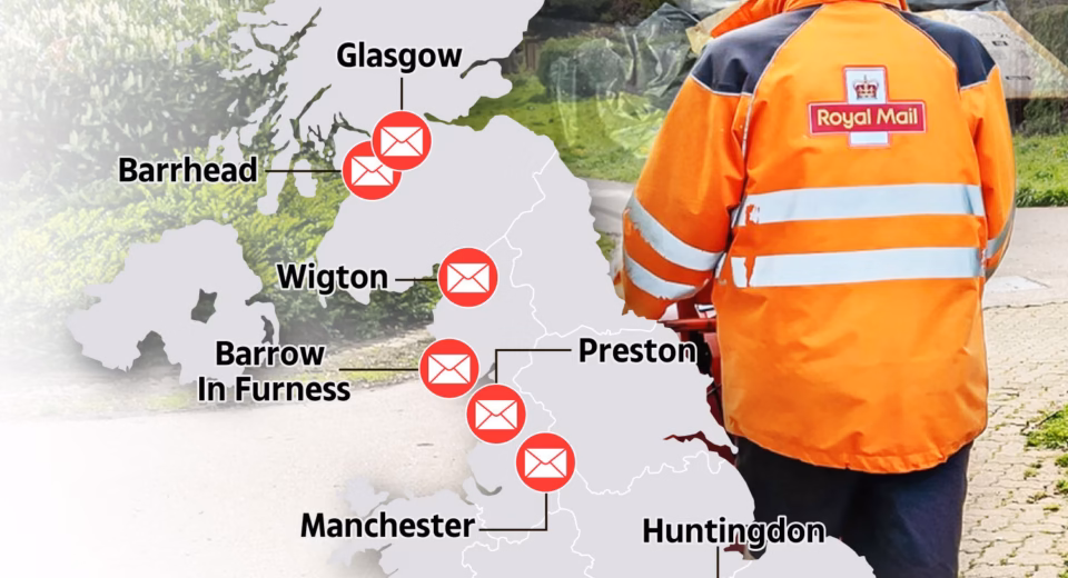 royal mail delivery delays by postcode 2025